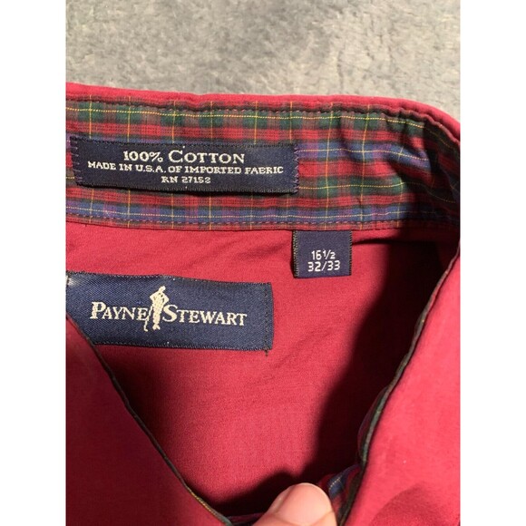 Payne Stewart Shirt Mens 16 1/2 32/33 Maroon Long Sleeve Button Up Classic - Picture 11 of 13